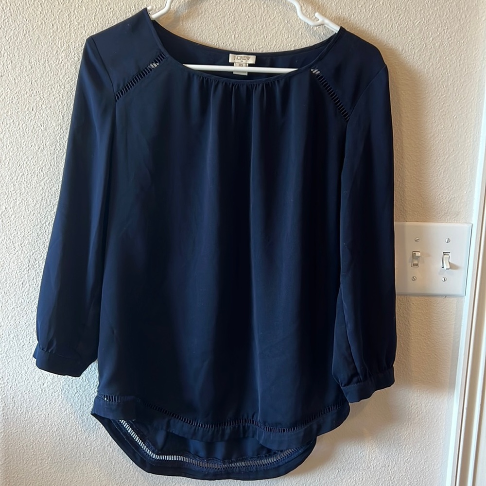 JCrew 3/4 Sleeve Polyester Blouse with Lace